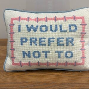 Decorative Pillow with Blue and Pink Text